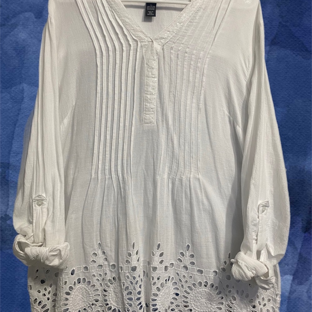 Style and Co White Blouse XL